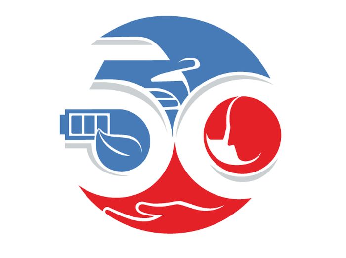 Logo 50 tahun Toyota Indonesia.