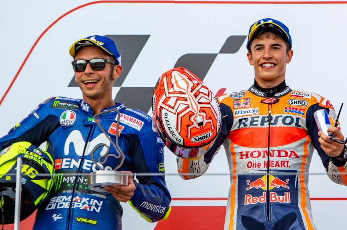 Valentino Rossi dan Marc Marquez di MotoGP Jerman 2018