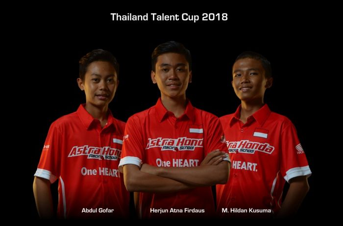 Tiga siswa sekolah balap AHRS: Abdul Gofar, Herjun Atna Firdaus, dan Muhammad Hildan Kusuma akan turun di Thailand Talent Cup 2018
