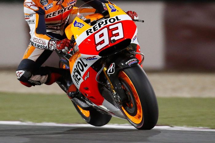 Marc Marquez saat melakukan pengereman