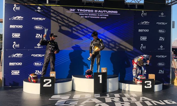 Qarrar Firhand Ali naik podium runner-up, ini podium kelima selama mengikuti kejuaraan gokart di Italia tahun 2022