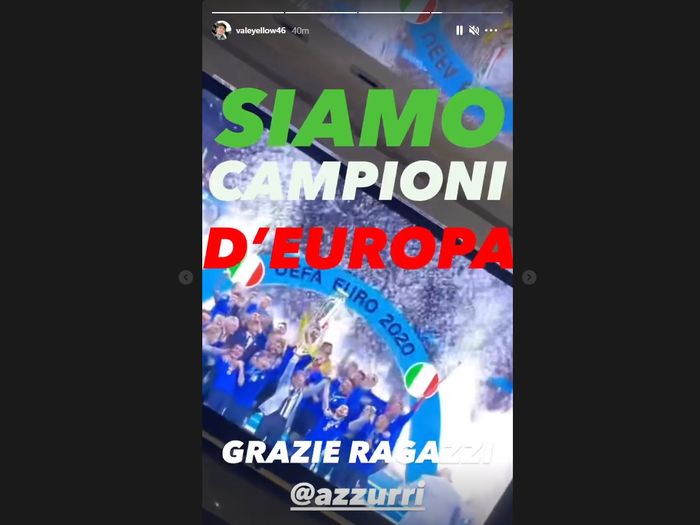 Valentino Rossi memberikan ucapan selamat kepada Italia yang jadi juara Euro 2020
