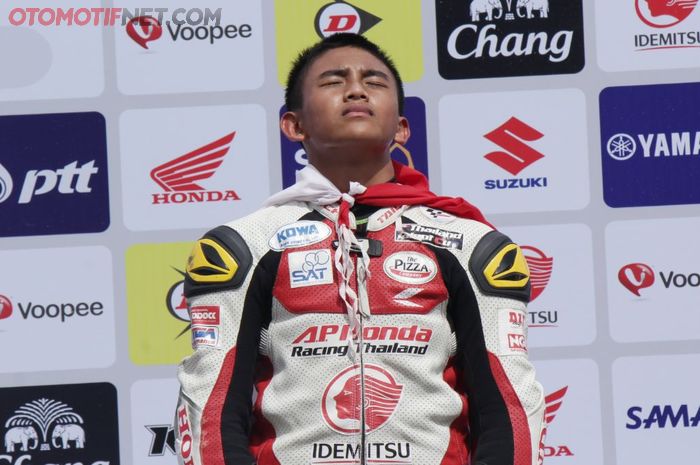 Mario Suryo Aji mencetak prestasi terbaik sepanjang tampil di Thailand Talent Cup musim ini, dia meraih podium kedua di race kedua di sirkuit Buriram Thailand