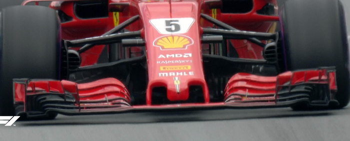 Spoiler depan mobil Sebastian Vettel di F1 2018