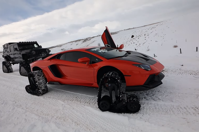 Modifikasi ekstrem Lamborghini Aventador diajak main salju