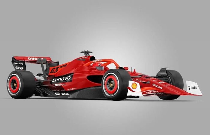 Warna merah mendominasi pada mobil F1 berbalut livery Ducati Lenovo milik Francesco Bagnaia