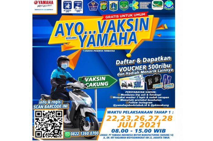Yamaha bersama Pemkot Jakarta Timur gelar Vaksinasi Gratis