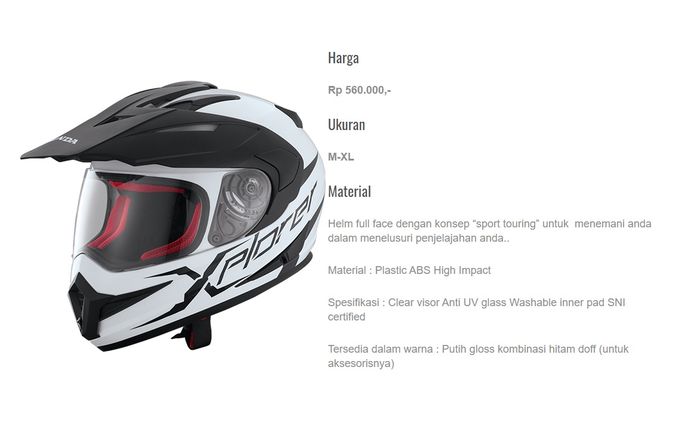 Spesifikasi helm