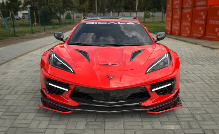 Ubahan depan Chevrolet Corvette C8 pakai body kit Sigala Designs