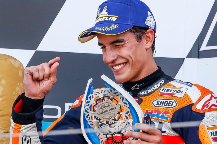 Marc Marquez di podium runner-up MotoGP Inggris 2019