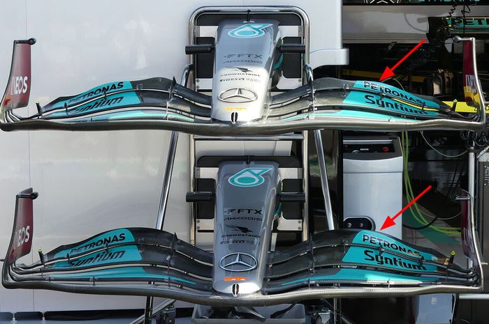 Penampakan desain baru hidung mobil Mercedes W13 untuk di GP F1 Prancis 2022