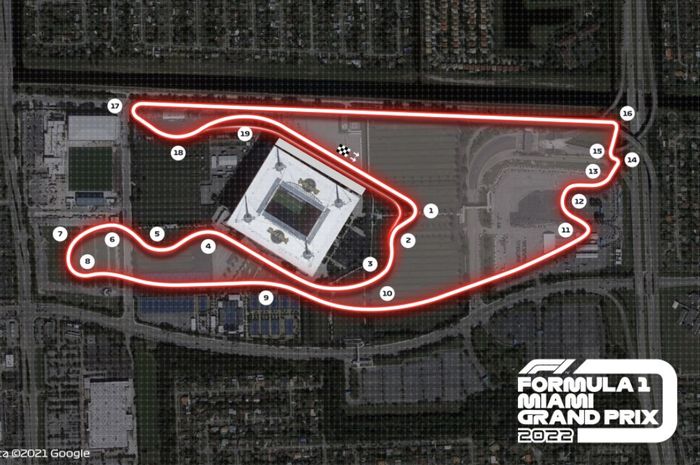 Layout sirkuit F1 Miami di Amerika Serikat untuk tahun 2022