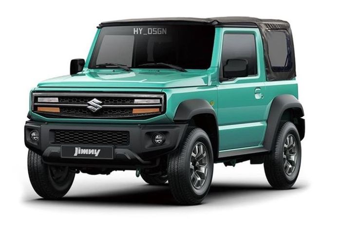 Modifikasi digital Suzuki Jimny dengan wajah sipit 