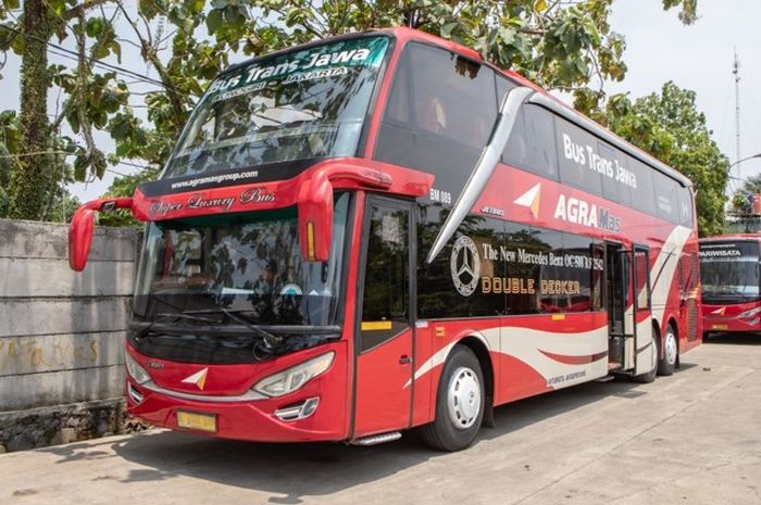 Ilustrasi armada Super Double Decker PO Agra Mas.