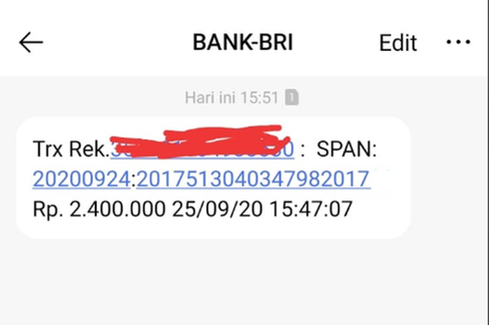 SMS dari Bank BRI bantuan Rp 2,4 juta masuk. Cuma Ketik NIK KTP di HP, Bisa Dapat Dana Rp 2,4 Juta dari Pemerintah