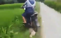 Video: Emak-emak Ini Lagi Belajar Motor, Eh Malah Nyungsep Ke Sawah
