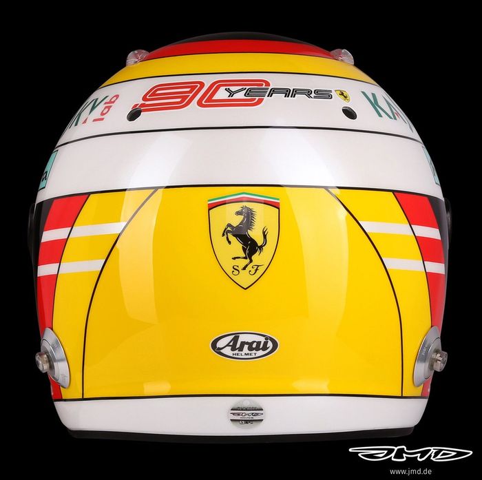 Bagian belakang livery helm Sebastian Vettel yang dipakainya di F1 Jerman