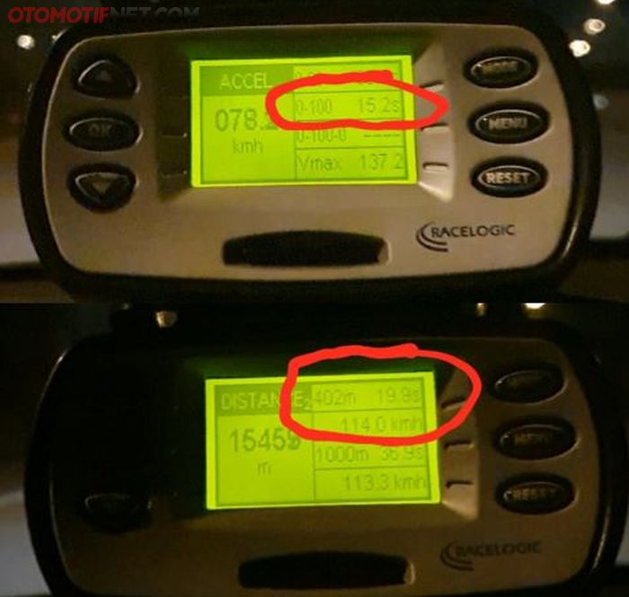 Hasil pengukuran akselerasi saat menggunakan injector 8 holes milik Grand New Avanza eks Singapura.