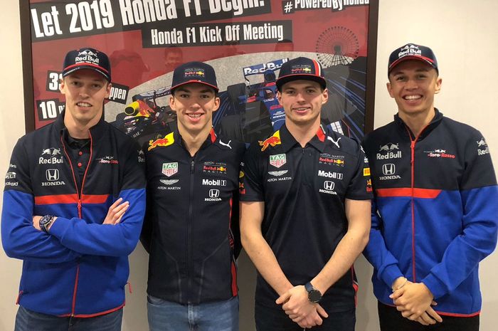 Pembalap didikan Red Bull, dari kiri ke kanan: Daniil Kvyat, Pierre Gasly, Max Verstappen dan Alexander Albon