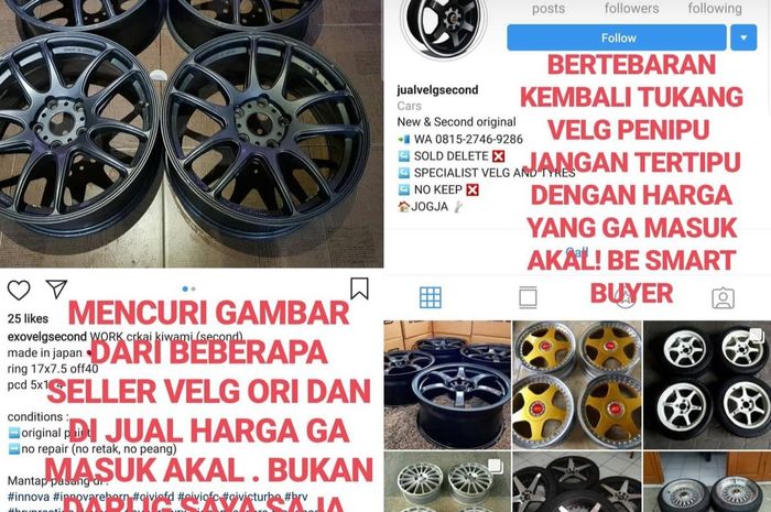 Beberapa akun tipuan online (tipon) di sosial media.