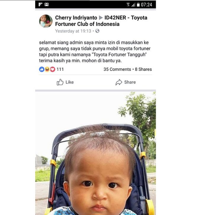 Bayi Toyota Fortuner Tangguh