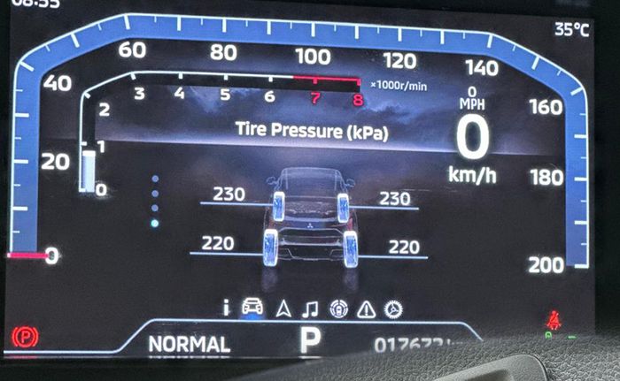 Ilustrasi Tyre Pressure pada Mitsubishi Xforce