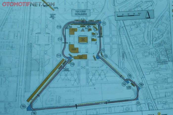 Bocoran layout sirkuit Monas untuk balapan Formula E ePrix Jakarta yang harus pindah lokasi