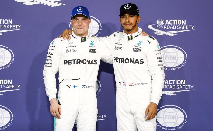 Valtteri Bottas dan Lewis Hamilton akan start dari barisan depan (front row) di balapan GP F1 Abu Dhabi