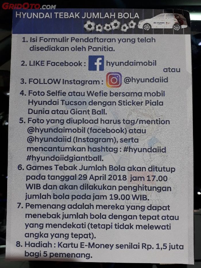 Syarat dan aturan games menarik pada booth Hyundai di JIEXpo Kemayoran