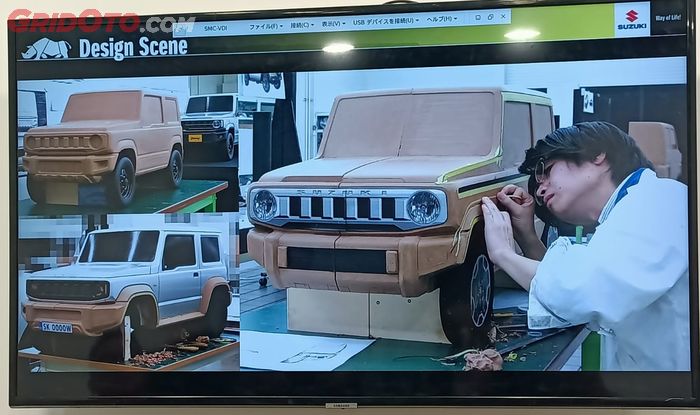 Dari desain 3D dilanjutkan dengan membuat eksterior Suzuki Jimny dari tanah liat