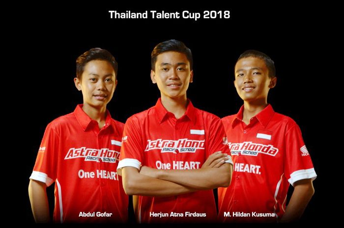 Tiga siswa sekolah balap AHRS: Abdul Gofar, Herjun Atna Firdaus, dan Muhammad Hildan Kusuma akan berkompetisi di ajang Thailand Talent Cup 2018
