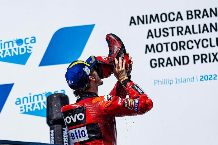 Gagal jadi pemenang MotoGP Australia 2022, Pecco Bagnaia yang naik podium ketiga kini memimpin klasemen pembalap