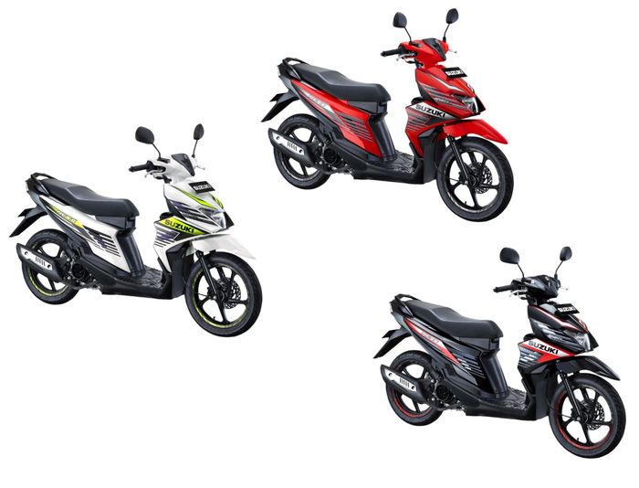 Suzuki Nex II warna Brilliant White, Stronger Red dan Titan Black pada varian Sporty Runner