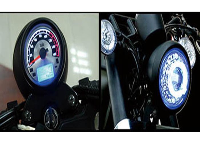 XCR 250R sudah dibekali panel instrumen kombinasi analog dan digital serta headlamp LED