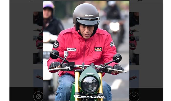 Jokowi di atas motor Kawasaki W175 custom