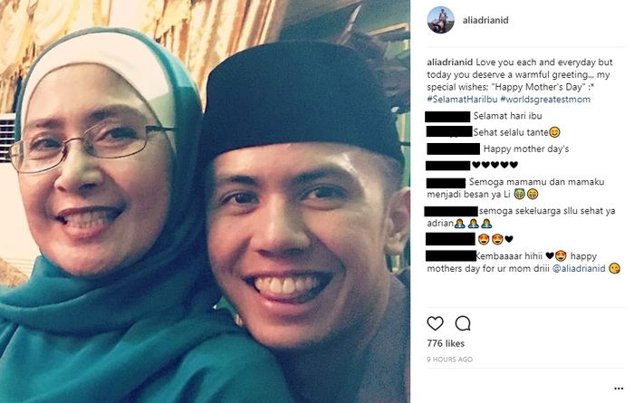 Ali Adrian juga mengnggah foto kebersamaannya bersama sang ibu di Instagram