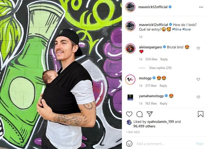 Maverick Vinales rajin memposting kebersamaannya dengan sang putri di akun media sosial miliknya