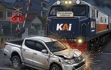 Sopir Meregang Nyawa, Mitsubishi Triton Terseret 30 Meter di Moncong Lokomotif KA Gajayana