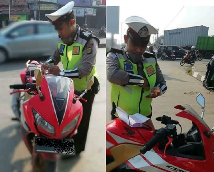 Honda CBR 150R terciduk polisi karena spion