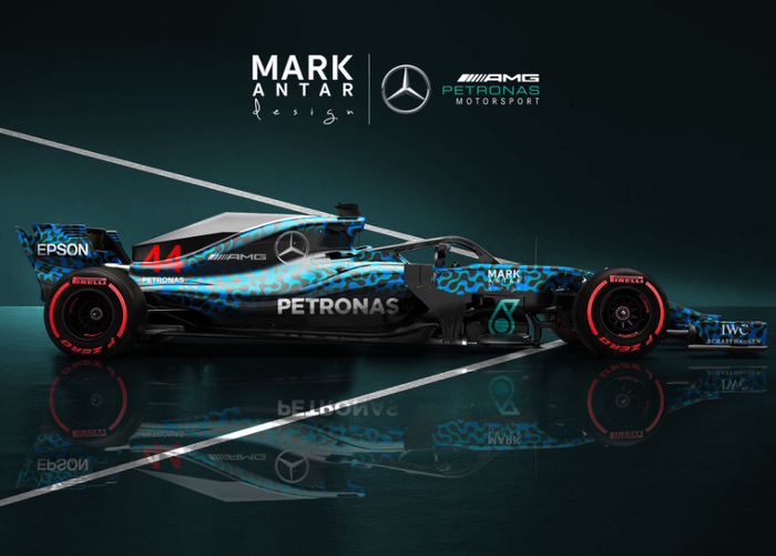Desain mobil Mercedes F1 2019 versi Mark Antar Design
